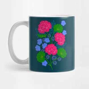 GERANIUMS Lush Summer Floral in Fuchsia Hot Pink Purple Green Blue - UnBlink Studio by Jackie Tahara Mug